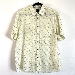 Benson Apparel Men’s Tropical Trees & Boats Print Linen Hawaiian Shirt